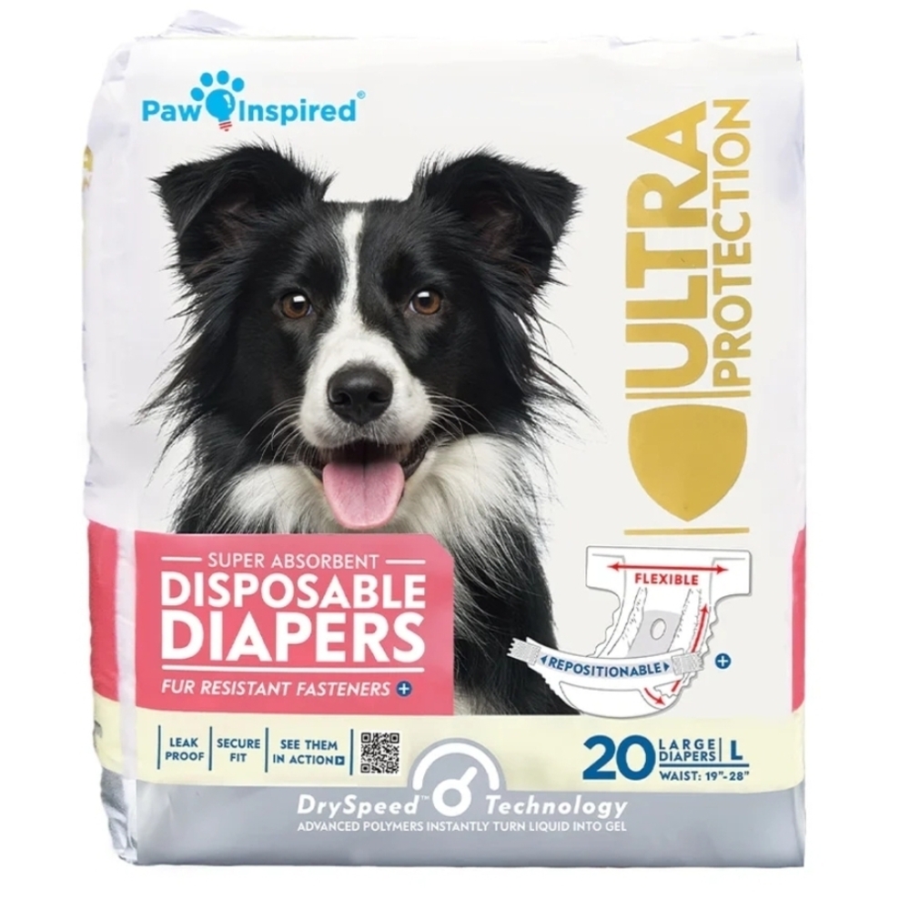 Paw Inspired NIP Dog Super Absorbent Disposable Diapers Size Large- 20ct